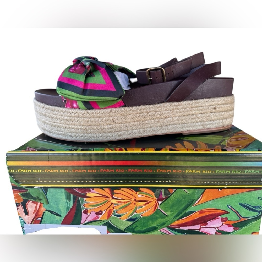 Farm Rio Scarf Raffia Platform Sandals - Picture 5 of 16